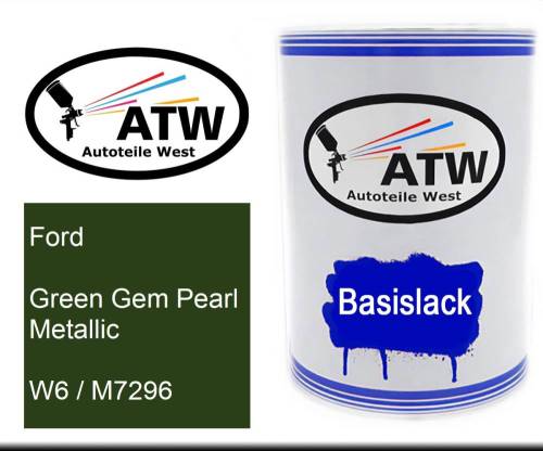 Ford, Green Gem Pearl Metallic, W6 / M7296: 500ml Lackdose, von ATW Autoteile West.